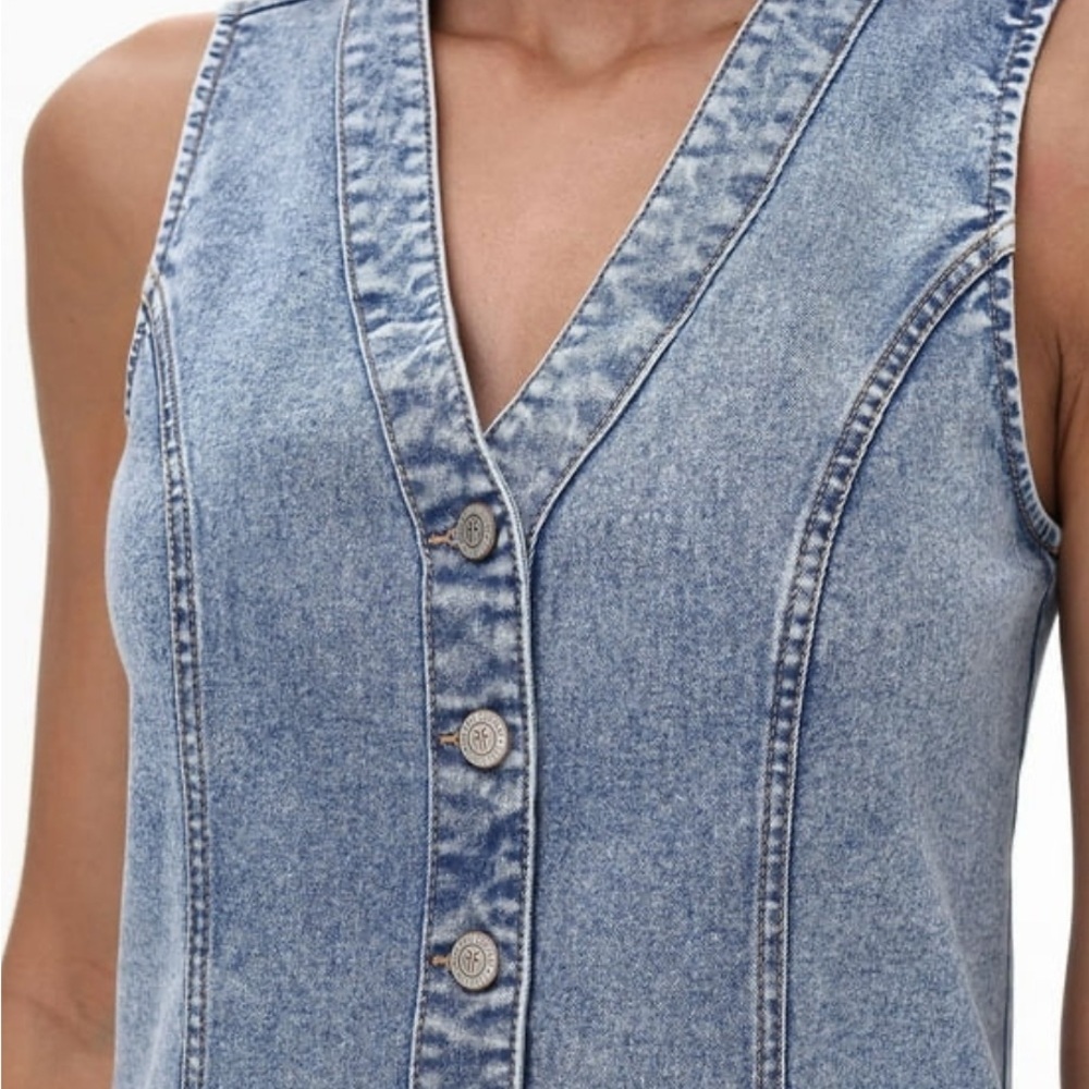 Frye Size XL Women's Sleeveless Denim Mini Dress NEW! - Picture 3 of 8